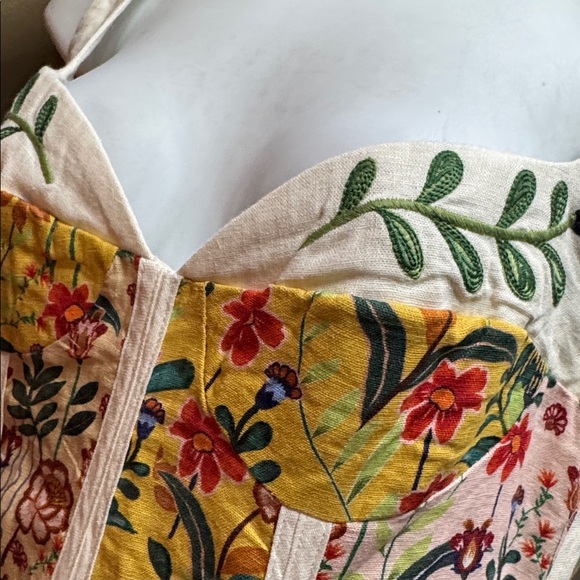 Christian Lacroix Dresses & Skirts - NWT Christian Lacroix patchwork panels corset bust embroidered milkmaid linen 8